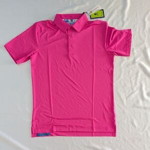 New Robert Graham Men's Axelsen 2 Knit Polo Shirt Pink Small